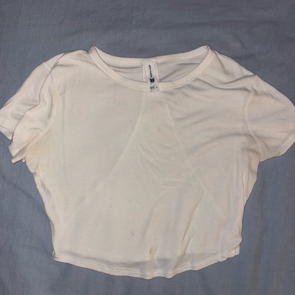 White Cropped Athletic T-Shirt
